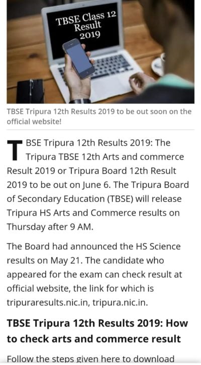 Tripura Board Higher Secondary Result 2022